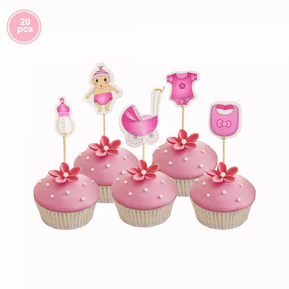 20pcs topper Детский душ для девочек и мальчиков украшение вечерние одноразовая бумажная посуда скатерть шарики, День подарков будущей матери пол раскрывает вечерние сувениры - Цвет: 20pcs topper
