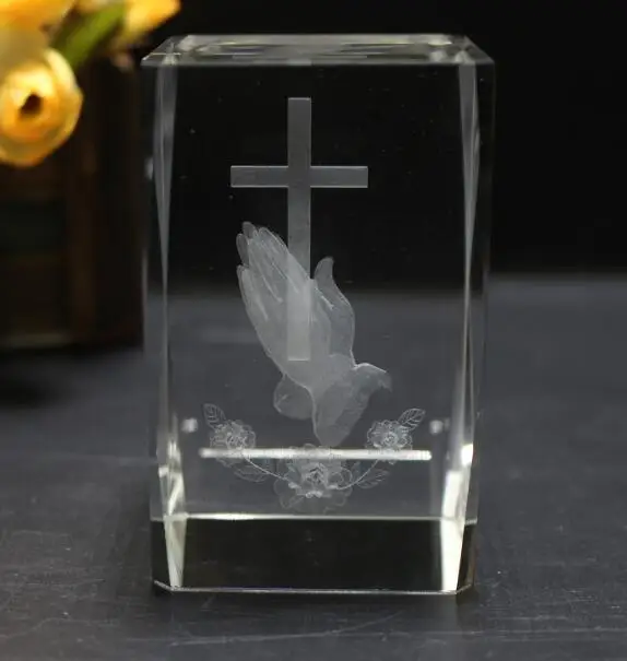 3D лазерный кристалл религиозный куб хрустальные украшения статуи Будды пресс-папье церковное украшение - Цвет: cube only