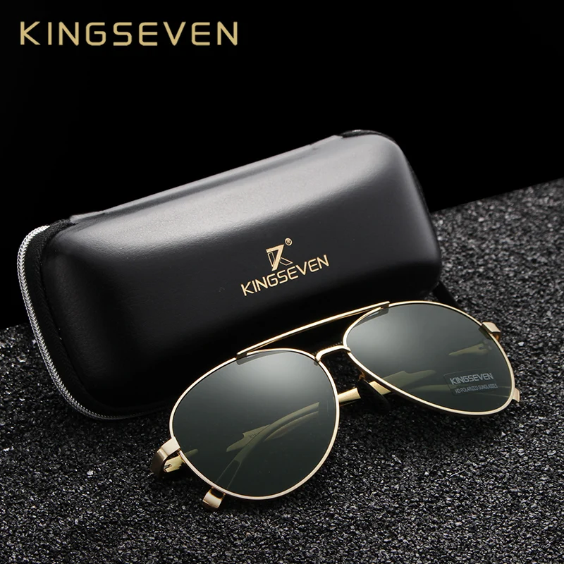 

KINGSEVEN 2018 New Aviation Gun Gradient Sunglasses Brand Men Design Sun glasses Polarized HD Aluminum Driving Oculos N7228