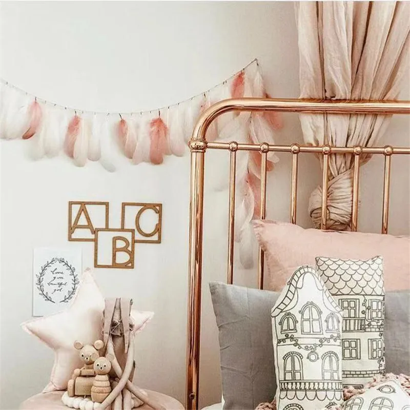 Boho натуральный перо баннер гирлянды регулируемые перья любые цвета Boho детский Декор Boho домашний декор детский душ лучшие подарки