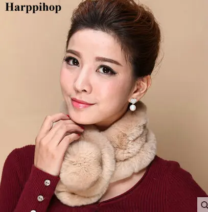 Женский зимний шарф из кроличьего меха Rex толстый теплый кролика корейский