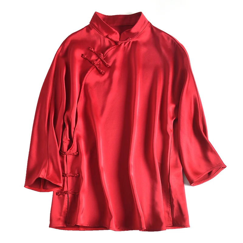 Оригинальная Свободная рубашка женская с кнопками китайская улучшенная ретро