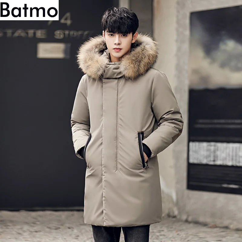 BATMO 2018 Новое поступление высокое качество белый утиный пух куртки с капюшоном для