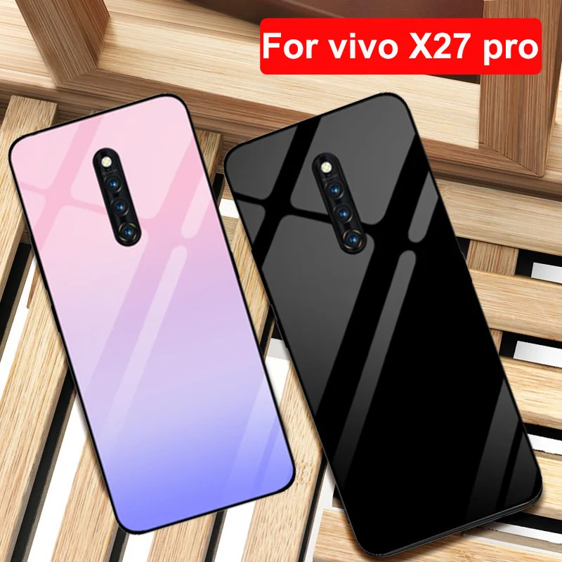 Чехол для vivo X27 Pro однотонный чехол телефона из закаленного стекла чехлы X27Pro