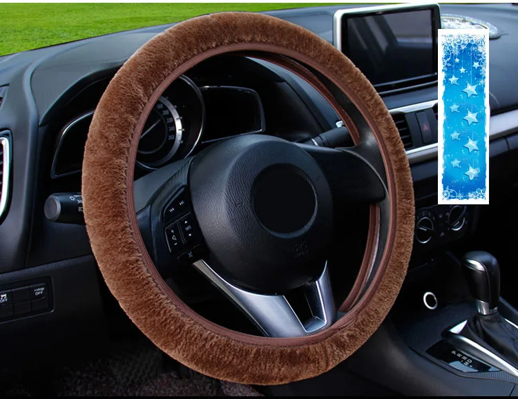 Зимний мягкий короткий меховой чехол на руль/O SHI CAR Универсальный Эластичный чехол рулевого колеса автомобиля