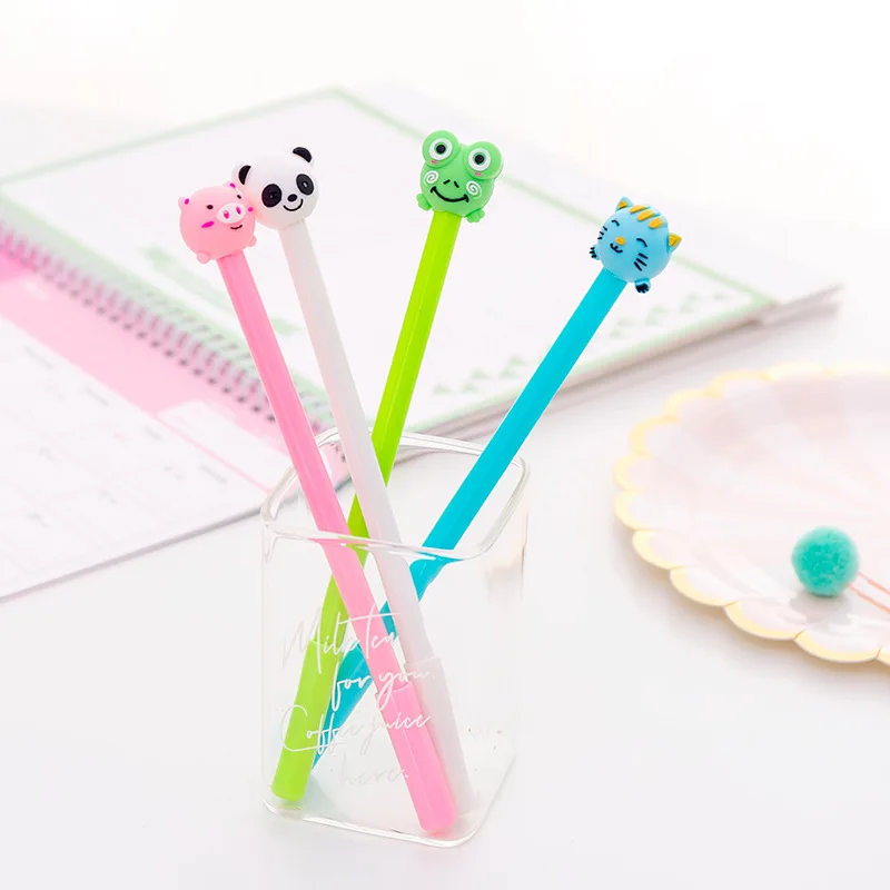24 PCs Cute Animal Neutral Pen Black Student Neutral Pen Kawaii School Supplies Pen for Writing