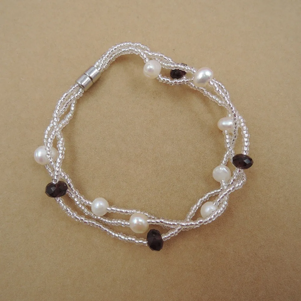 Браслет из натурального пресноводного жемчуга круглой формы 100% | Украшения и