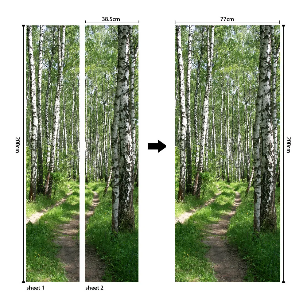 Креативная 3D наклейка на дверь с лесным тропинкой, самоклеющиеся обои для рукоделия, съемные водонепроницаемые наклейки на плакат, домашний декор, наклейки