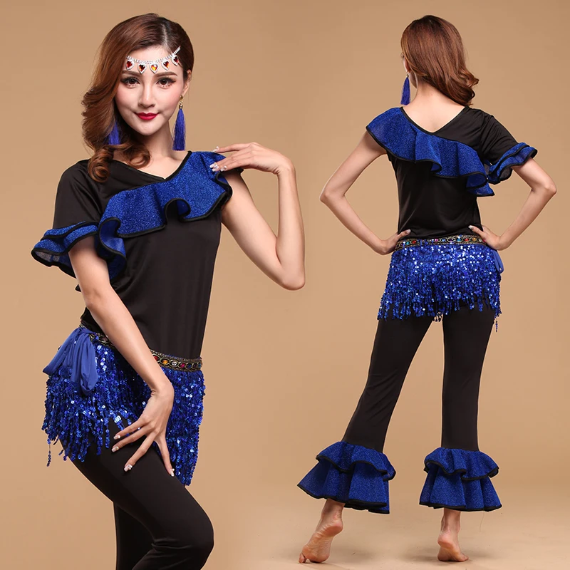 

Women Belly Dance Costume Set BufandasTop Pants Belt Indian Dress Tassel Sequin Coin Belt Egypt Cloth Belly Dance Practice Wear
