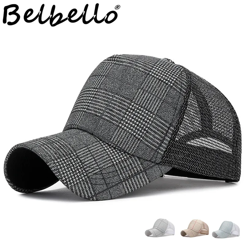 Belbello New Summer Fashion Style Shiny Checked cloth Net cap leisure Bright silk Baseball cap Trendy  lady's sunshade cap