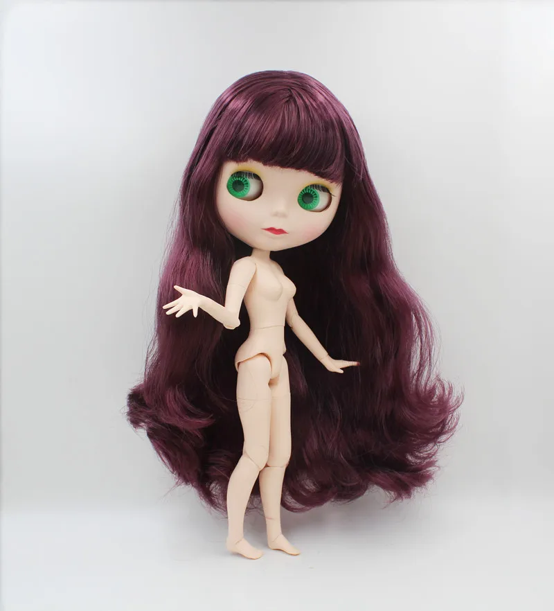 Кукла Blygirl кукла Blyth вьющиеся волосы виноградной фиолетовой бахромы 1/6 Обнаженная