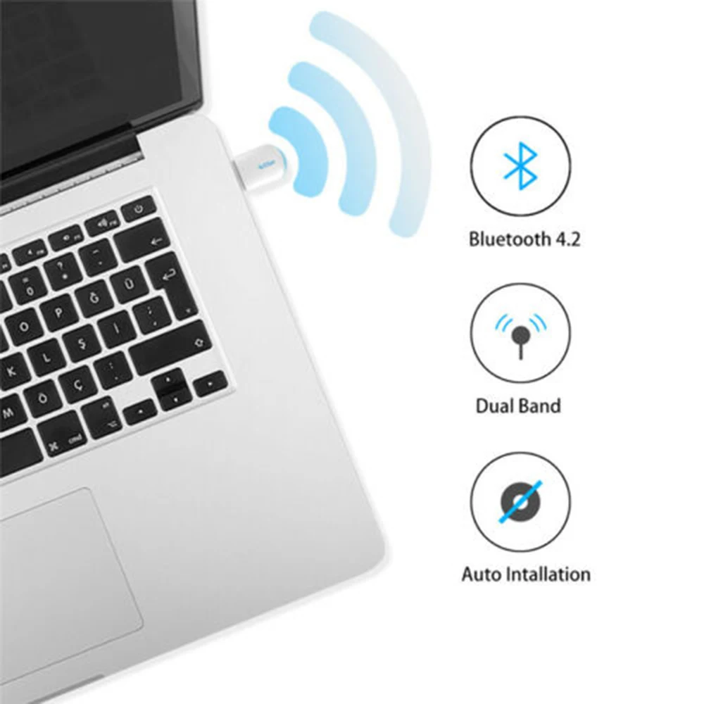 Wifi ключ сетевая карта беспроводной USB wifi адаптер 5G/2 5 Ghz Bluetooth 4 2 Двухдиапазонная AC