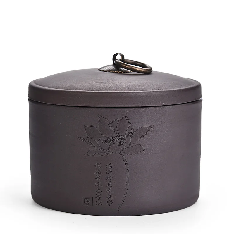 Lotus Black Сахарница фиолетовая глина чайная банка банки для конфет кухонная коробка для хранения специй Растительные узоры мини бутылка кофейная банка классическая - Цвет: Lotus Black