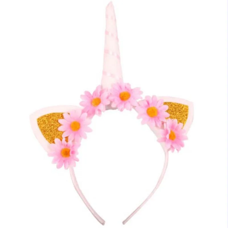 1PCS Flash Unicorn Headdress Masquerade DIY Unicorn Child Headband Party Hair Accessories Baby Shower Decoration - Цвет: 9