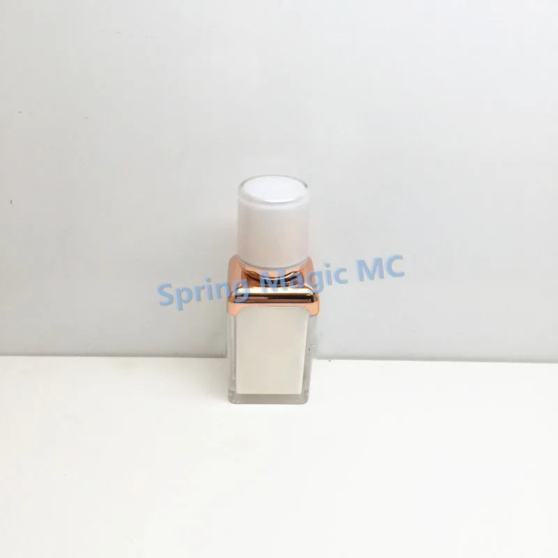 50 шт. 15 мл Акриловая квадратная Вакуумная бутылка жемчужные белые/Золотые