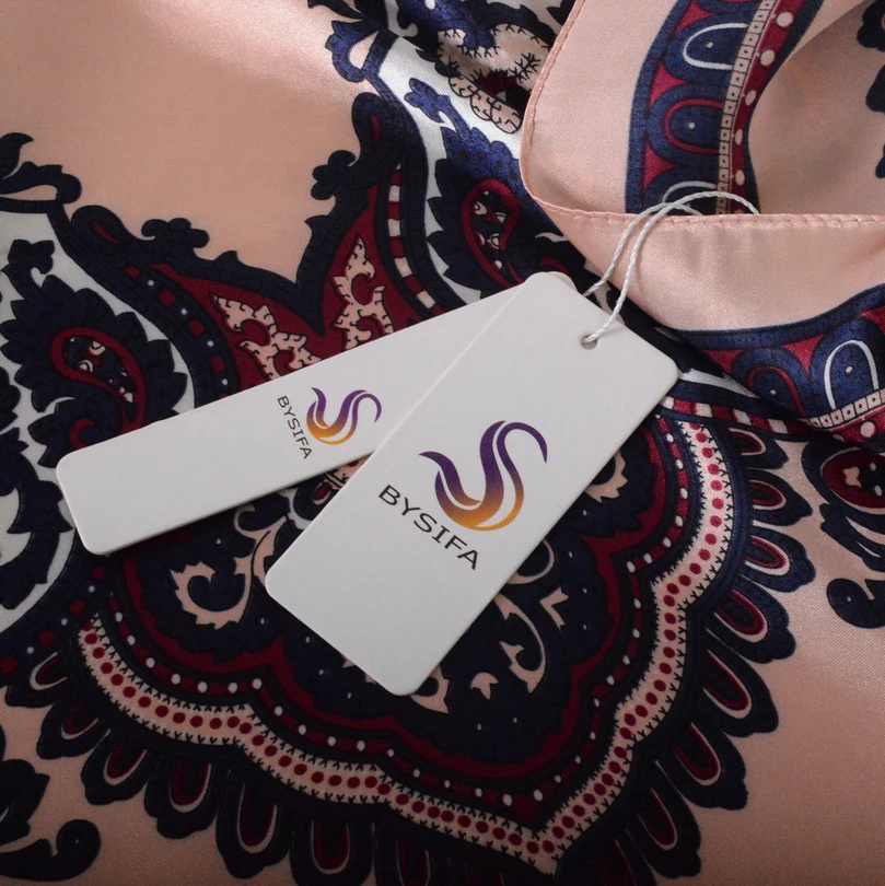 Женский атласный шарф [BYSIFA] квадратный цвета хаки шаль 90*90 см Турция осенне зимний