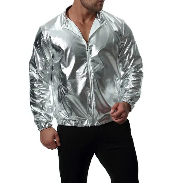 Глянцевая мужская кожаная куртка облегающее мотоциклетное кожаное пальто