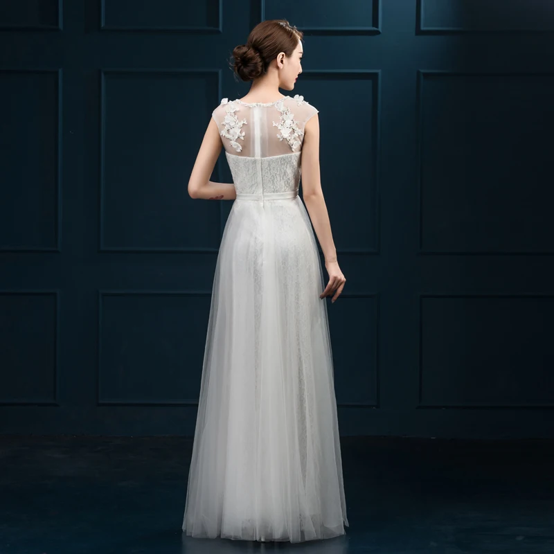 

New Long Evening Dresses Elegant Lace Tulle Bride Gown See Through Back Ball Prom Party Homecoming/Graduation Formal Dress