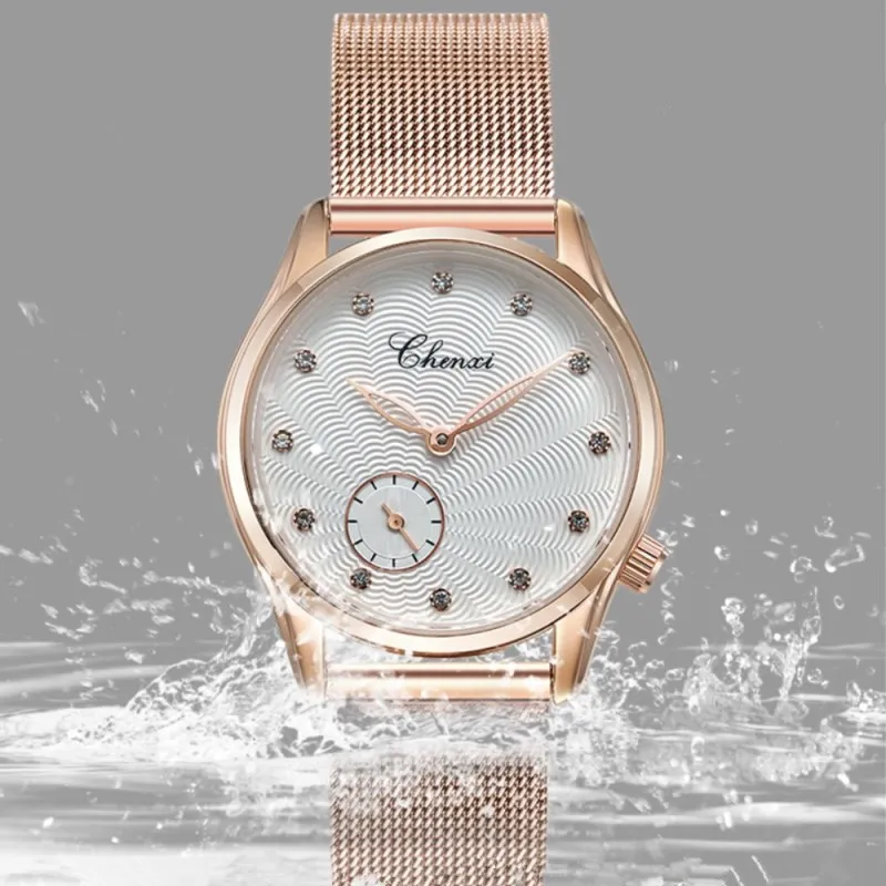 CHENXI Роскошные брендовые Кварцевые часы Женские модные Reloj Mujer розовое золото
