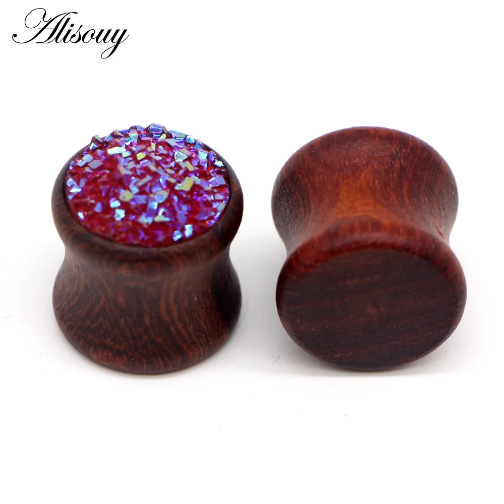 Rose Red Resin Alisouy 1 шт. новые бамбуковые деревянные беруши Измерительные серьги для женщин и мужчин телесный туннельный расширитель пирсинг ювелирные изделия - Окраска металла: Rose Red Resin