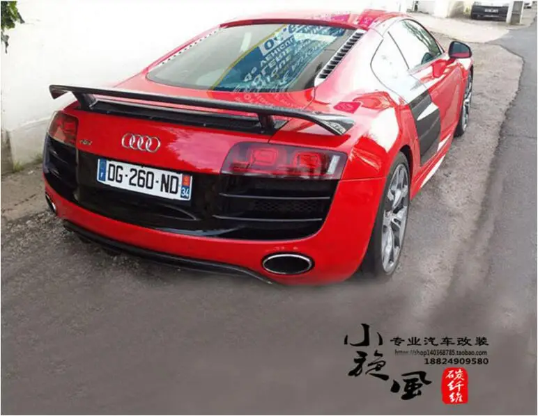 100% углеродное волокно автомобильный спойлер для заднего крыла багажника Audi R8 V8 V10
