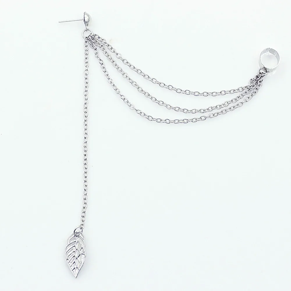 2019 earings long women fashion earing for womens dangling 1piece Punk Rock Style Young Gift Leaf Chain Tassel Earrings Q60 | Украшения и