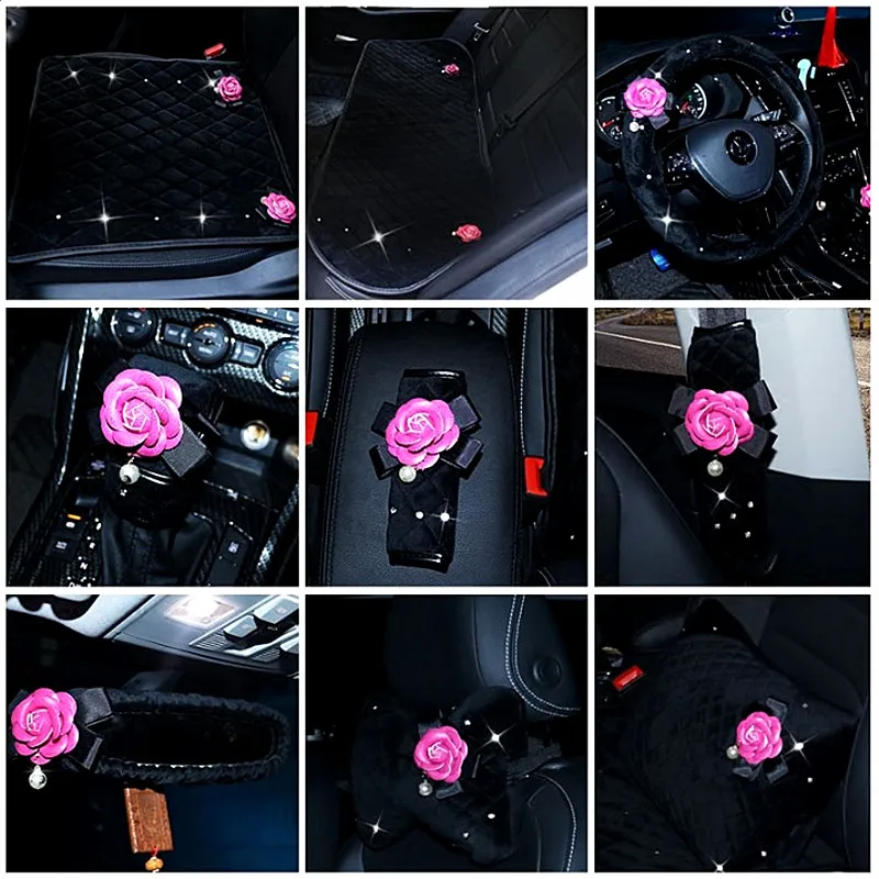 Фото Плюшевая подушка на подголовник автомобиля в виде цветка розы камелии