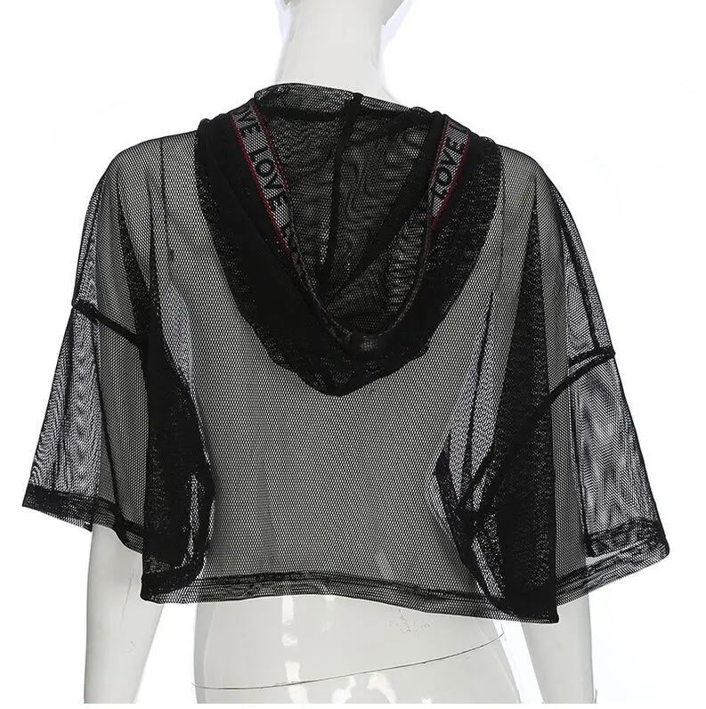 2018 сетчатая Пляжная накидка женский купальник с капюшоном и рукавом до локтя