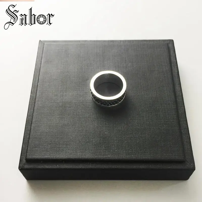 Кольцо Вечность классическое черное серебряное Модное подарок для женщин и