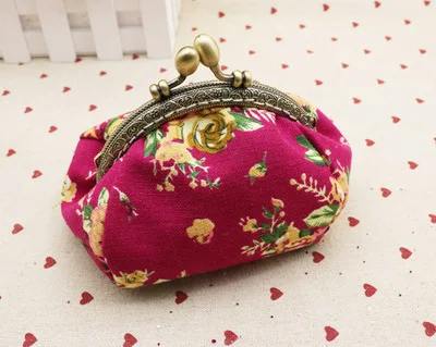 Rose flower Ретро Винтаж цветочный портмоне Для женщин леди маленький Бумажник Засов кошелек клатч Kawaii Сумка кошельки холст монеты девушки кошелек держатель для карт - Цвет: Rose flower