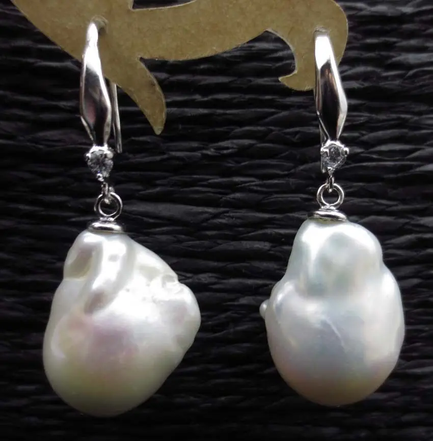

baroque 13-16mm nucleated genuine freshwater pearl earring dangle