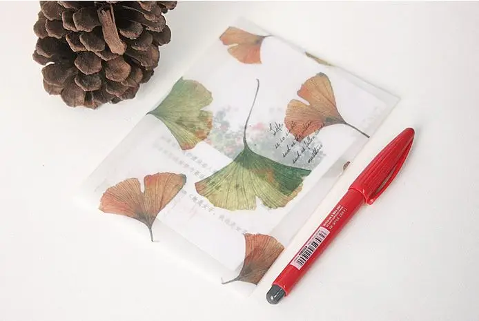 Полупрозрачные конверты из пергаментной бумаги с осенними листьями | Канцтовары