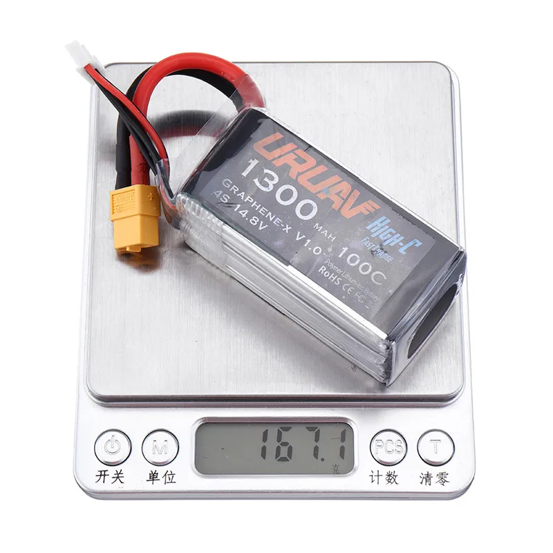 4 шт. URUAV Graphene-X Быстрая зарядка V1.0 4S 14 8 в 1300 мАч 100C Lipo батарея XT60 разъем для