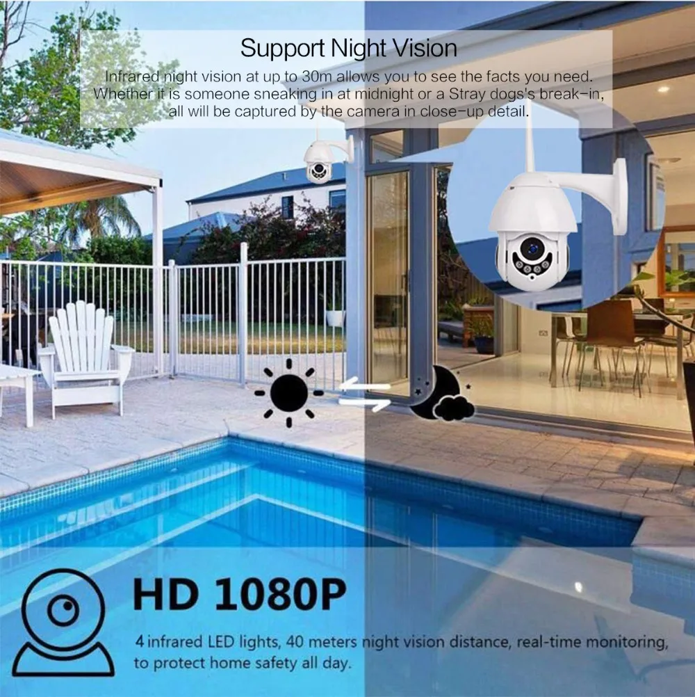 Full HD 1080P WiFi IP камера беспроводная Проводная PTZ зум наружная скоростная купольная CCTV камера безопасности приложение ICSee поддержка двухстороннее аудио