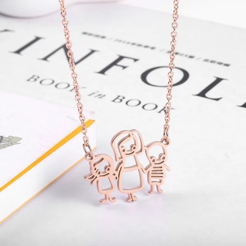 RIR Personalized Your Children Artwork Pendant Necklace DIY Custom Kids For Mom and Nana Best Gifts | Украшения и аксессуары