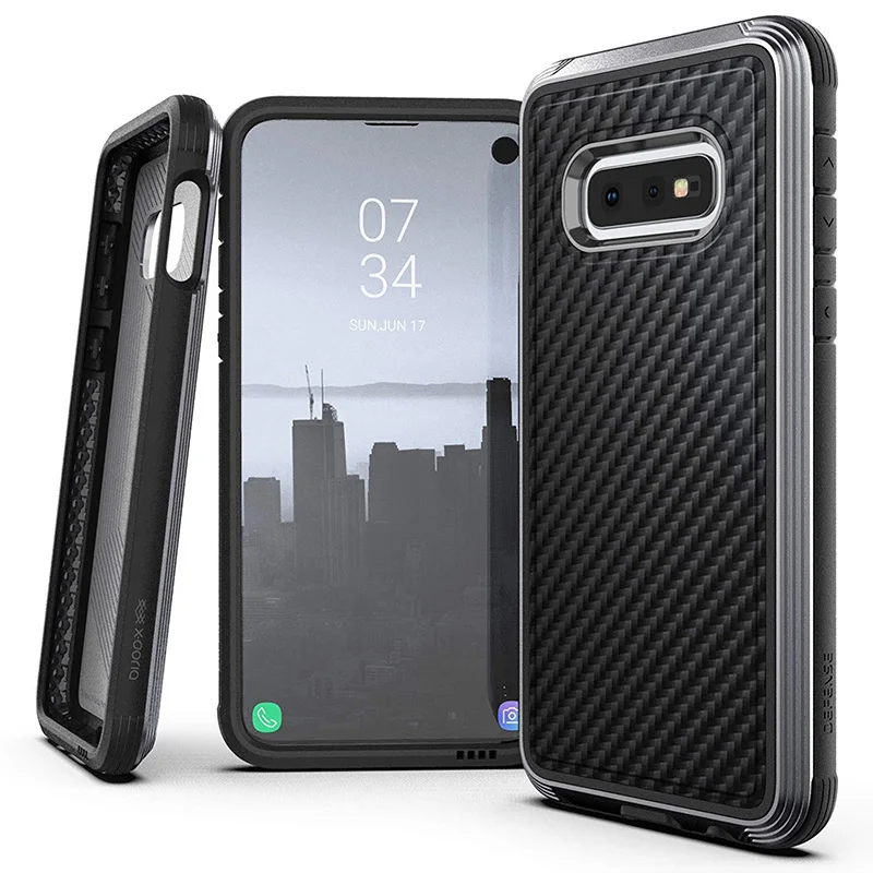 X-Doria Defense Lux чехол для телефона для samsung Galaxy S10e военный класс падение протестированный чехол Coque для Galaxy S10e Алюминиевый Чехол - Цвет: Black Carbon Fiber