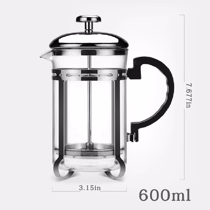 600ml Stainless Steel Portable French Press Pot Glass Coffee Maker Kettle Jug Teapot With Strainer Filter Travel | Дом и сад