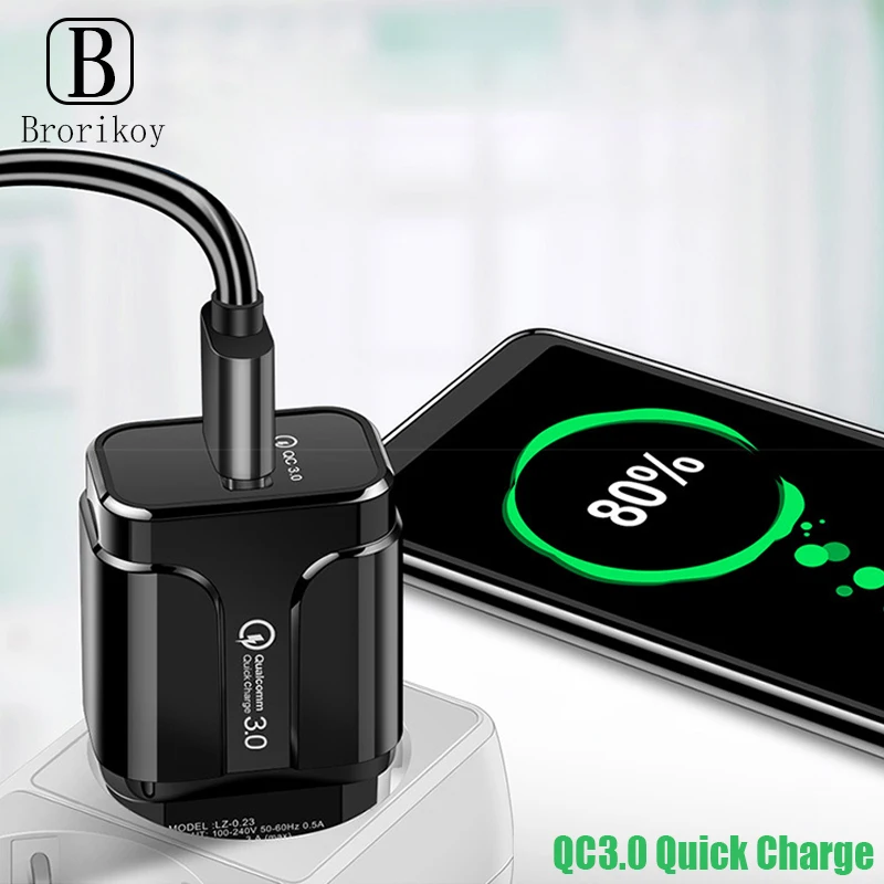 Быстрое зарядное устройство стандарта ЕС QC3.0 с USB и американской вилкой