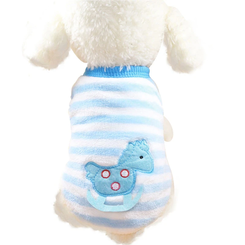 Осень зима Pet Puppy кошка собака пальто куртка теплый мягкий флис Полосатый Одежда