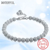 doteffil 925 sterling silver 456mm matte bead ball chain necklace for men woman fashion wedding engagement party charm jewelry