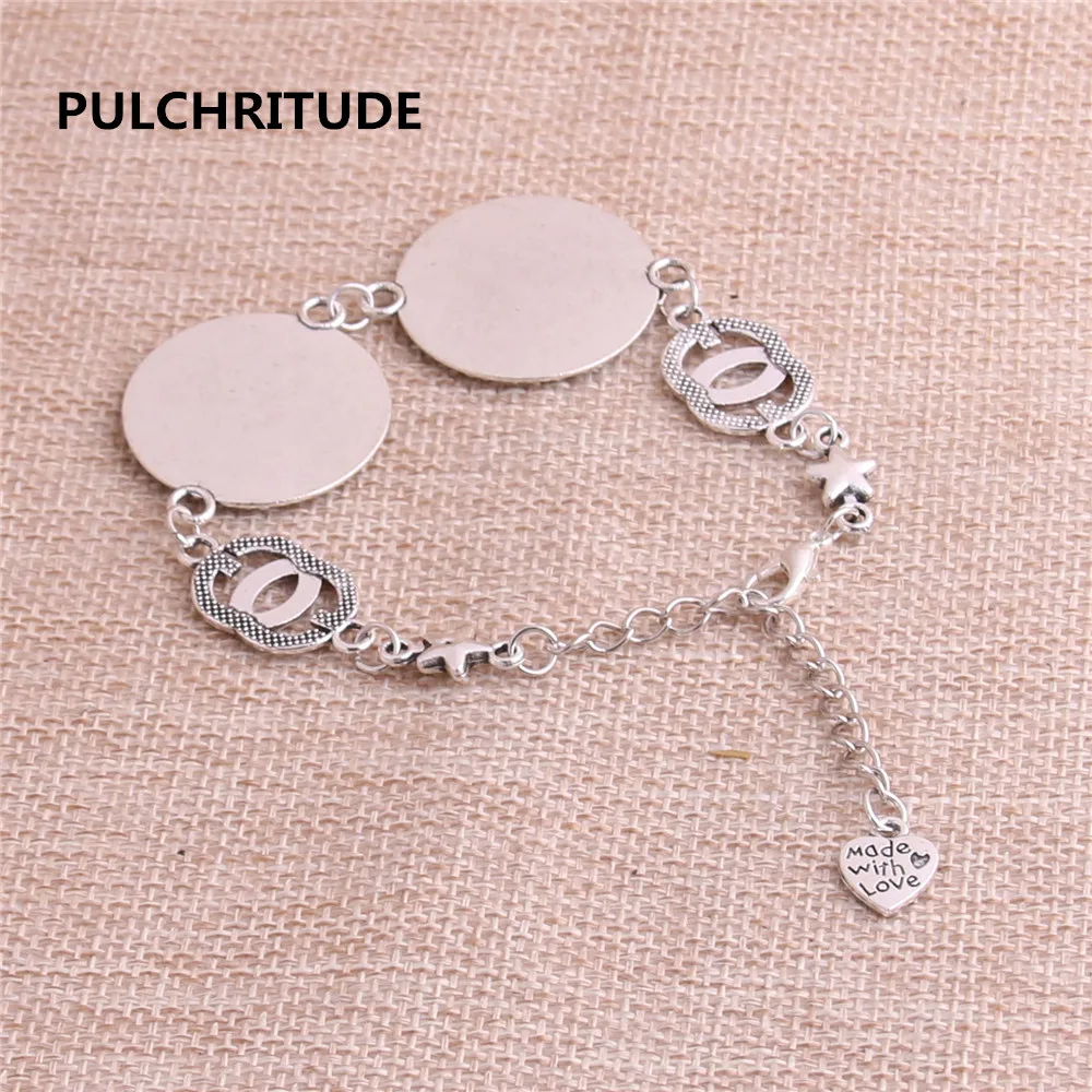 PULCHRITUDE 3 шт 22 см сплав античная серебряная цепочка браслет Звезда Шарм круглый