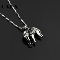 2019 new fine polished 316l stainless steel elephant charm necklace mens hip hop vintage lucky animal pendant necklace cagf0394