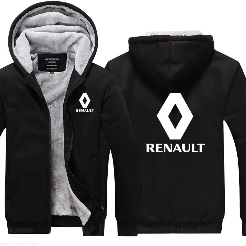 M-5XL, мужские толстовки на молнии, уплотненная Толстовка Renault, зимние мужские куртки на молнии, пальто размера плюс