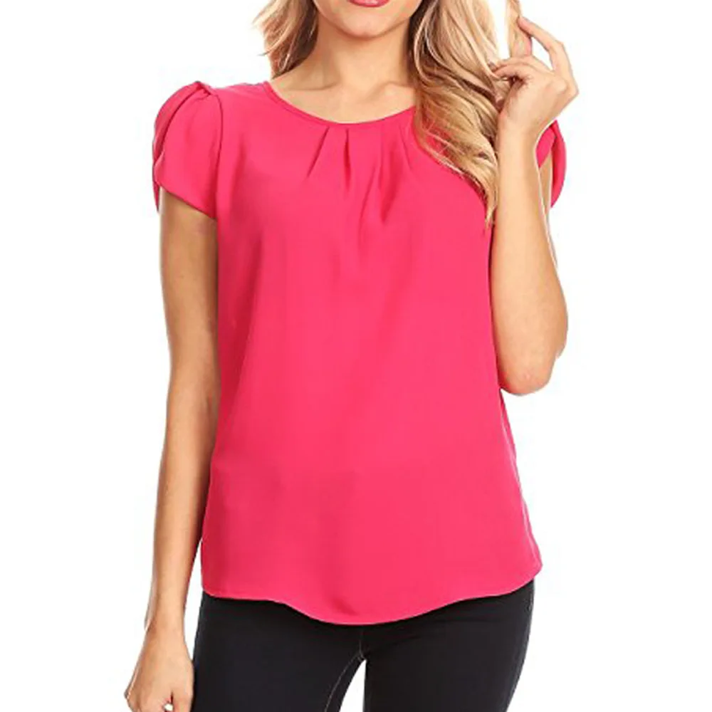 Morrowwind Женская плотная блузка рубашка с коротким рукавом и круглым вырезом Blusas