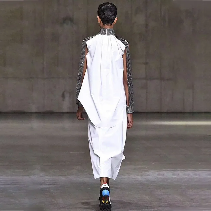 Женское лоскутное платье CHICEVER повседневное однотонное мини с воротником стойкой