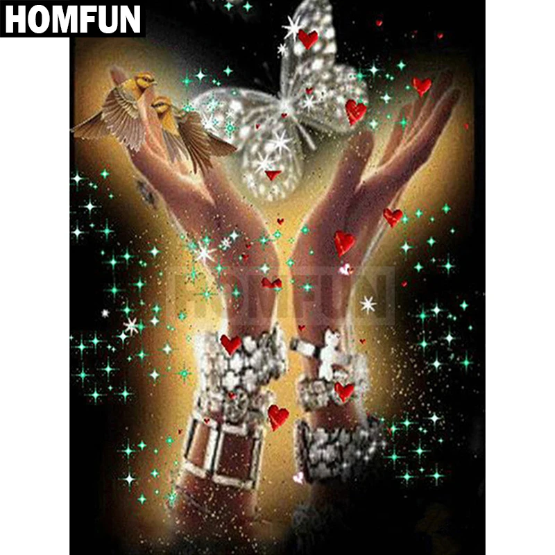 Алмазная 5D картина HOMFUN A00357 Ручная бабочка птица вышивка крестиком полная
