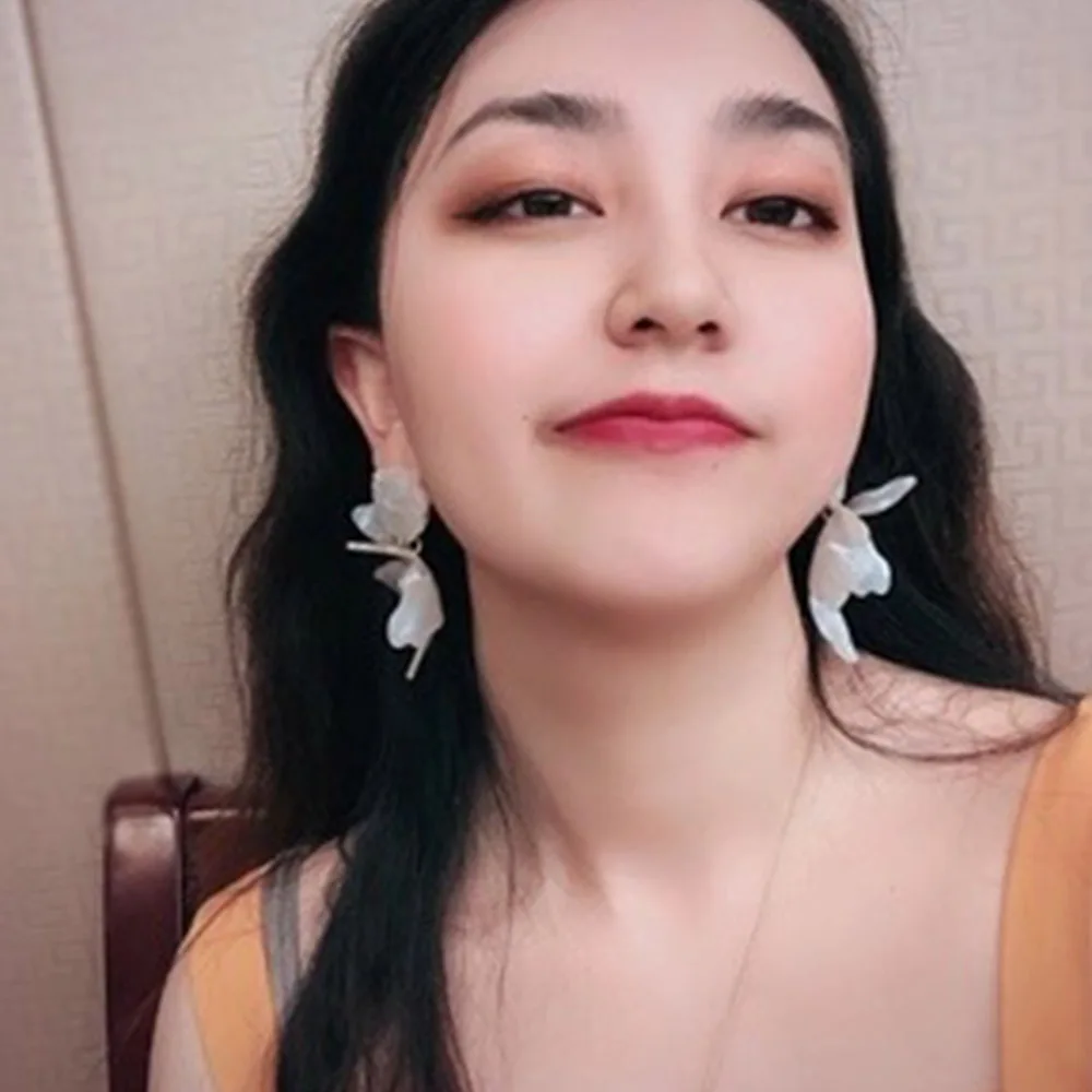 2019 праздничные женские ювелирные изделия фея Большой лепесток цветок серьги