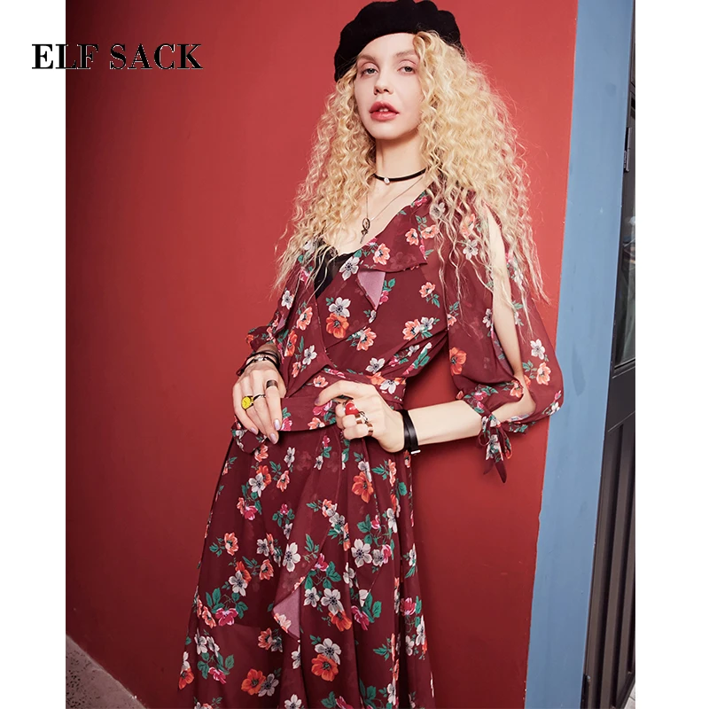 Женское платье до середины икры ELFSACK Повседневное трапециевидной формы с