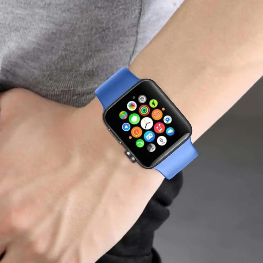 10 шт./лот 22 2 цвета пряжки твердый силикон ремешок для наручных часов Apple Watch Смарт i-Watch 38/40/42/44 мм браслеты 1/2/3/4G браслет