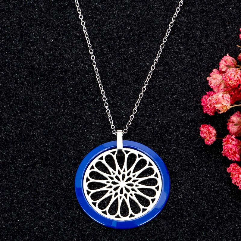 Женское колье с голубым цветком ожерелье из керамики подсолнухом|ceramic necklace|statement